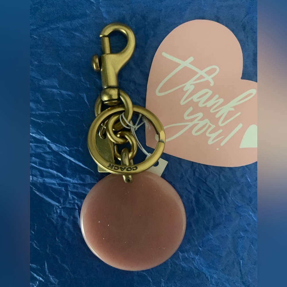 Coach Pink and Gold Monogram Bag Charm/Keychain - Picture 3 of 5
